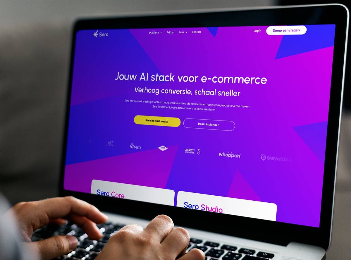 De website van Sero op een laptop